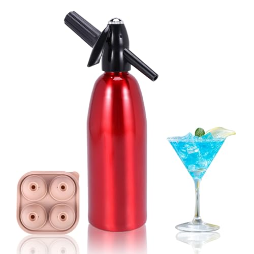 Soda Siphon Portable Seltzer Water Maker, Sparkling Water Maker Machine, Homemade Fresh Soda Maker, 1L Carbonated Water Dispenser for Home Fizzy Drink, Soda Water Maker, Not Included 8 g CO2 Cylinder