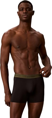 Calvin Klein Herren-Boxershorts, Schwarz/Bronze Flash Wb/Schwarz/Oliv, M – Ansicht 3