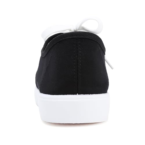 Image of Womens White Canvas Sneakers Lightweight Lace Up Fashion Comfortable Canvas Shoes Low Top Slip On Casual Tennis Walking Shoes Women Footwear