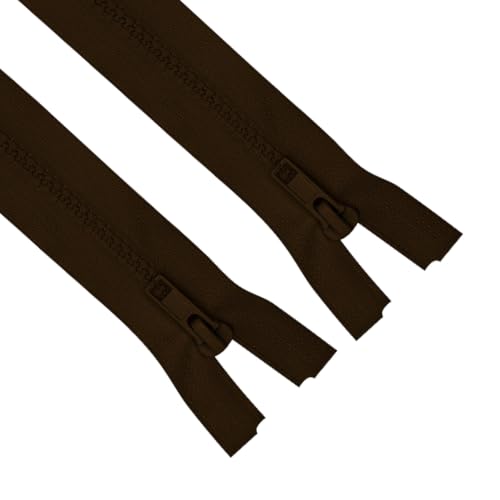 Image of ANPURZII 2PCS #5 45 Inch Brown Separating Jacket Zippers for Sewing Coats, Molded Plastic Bulk Zippers(Brown 45 inch 2PCS)