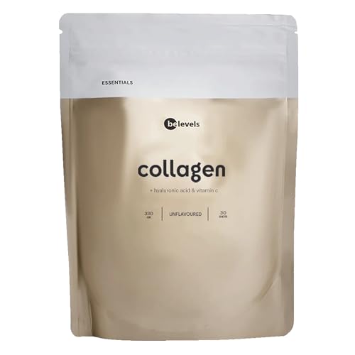 Colágeno Hidrolizado Puro con Ácido Hialurónico y Vitamina C - Sabor Neutro 330 g - Mejora Articulaciones + Piel + Cabello - Colágeno en Polvo Sin Gluten Ni Lactosa - be levels