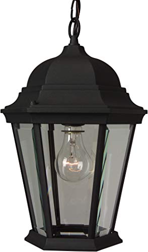 Craftmade Z251-TB Straight Glass Outdoor Ceiling Pendant Lighting, 1-Light, 100 Watts, Textured Matte Black (10" W x 15" H)