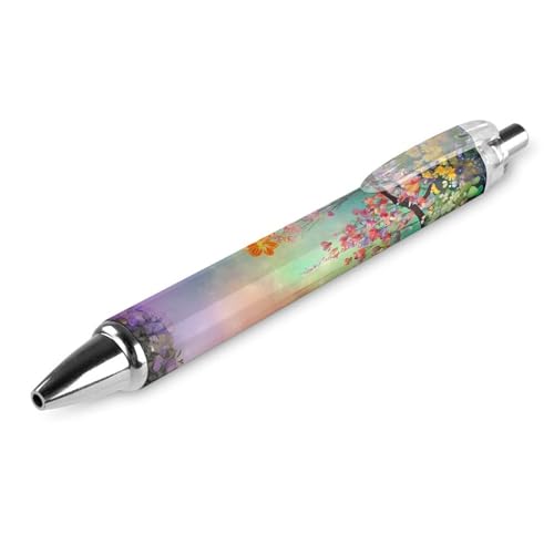 Floral Herbs Weeds Alternative Watercolor Cute Ballpoint Pen Black Point 0.5mm Pen for Men Women Retractable Pens for Writing Comfort