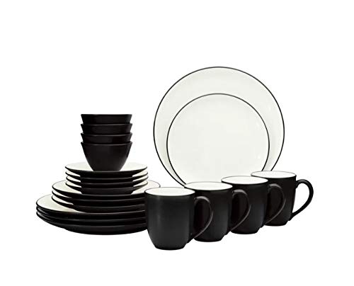 Noritake Colorwave Coupe 20-Piece Dinnerware Set in Graphite Made of durable stoneware, Microwave and dishwasher safe, Black