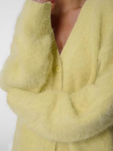 Image of Womens Fuzzy Sweaters Cardigan V-Neck Button Down Oversized Mohair Sweater Casual Y2k 2026 Fall Winter