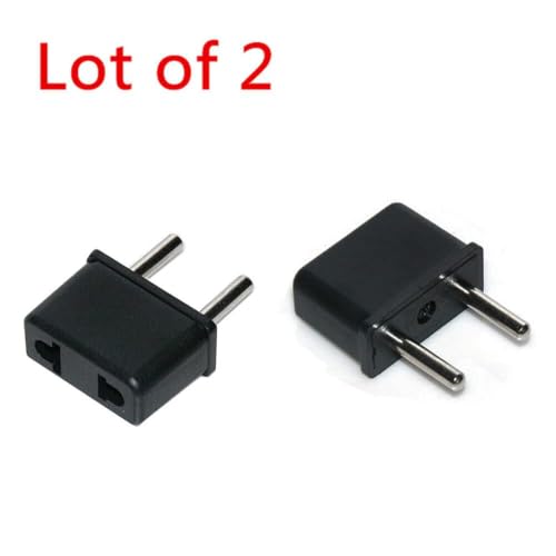 Image of [Pack of 2] EU Male to US Female Plug Adapter Converter, Europe Round Pin to USA Flat Socket Travel Power Plug Adapter, Universal AC Power Converter