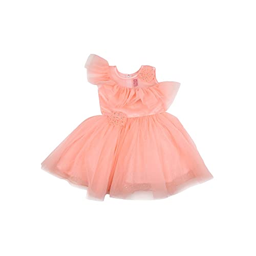 Image of V MART Girls Solid Net Round NeckFrock