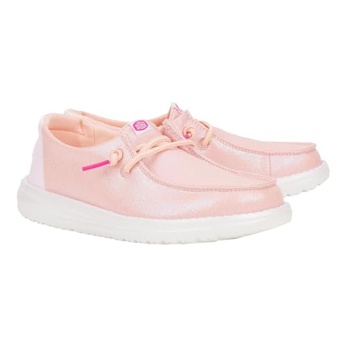 Image of HEYDUDE Kids Wendy Iridescent Sparkle (Little Kid /Big Kid) - Loafers for Kids - Canvas Upper - Cotton Lining