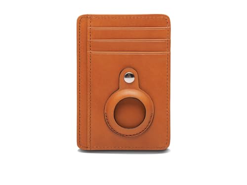 Bosca Old Leather-Airtag Seven-Pocket ID Card Case, Saddle, One Size