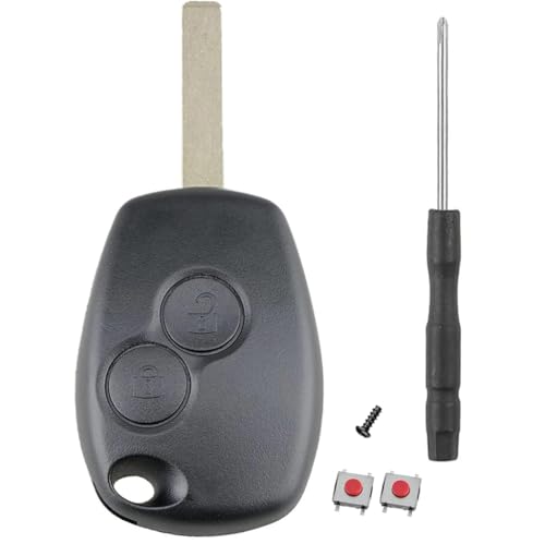 Coque Clé 2 Boutons Boîtier Compatible avec Renaul-t Clio 3, Kangoo 2, Modus, Master 3, Trafic 3, Twingo 2 ,Coque de Clef Plip Voiture Utilitaire...
