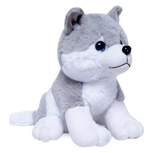 Image of Babique Plush Husky Dog Stuffed Animal Puppy Soft Toy, Adorable Gifts for Kids and Adult, Glitter Eyes Soft Toy, 32CM (Gray)