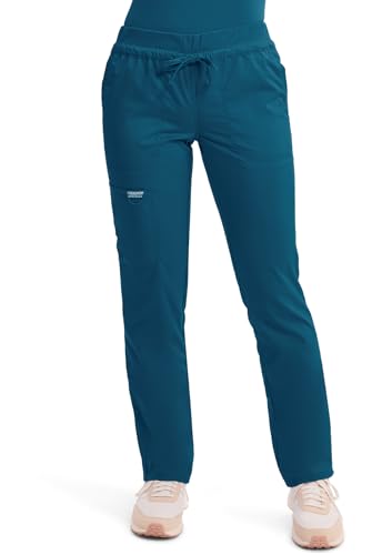 Cherokee Scrubs for Women Mid Rise Tapered Leg Drawstring Pant with 5 Pockets Cargo Bottom with 2 Way Stretch Fabric - WW105 M Caribbean Blue