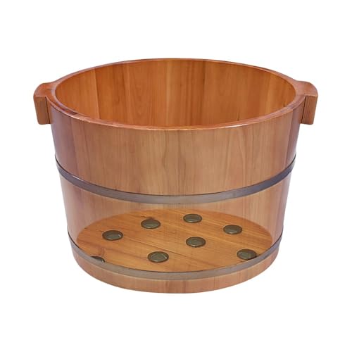 Balde de Madera Natural para Spa de Pies con Tapa miniatura 1