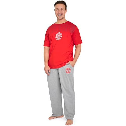 Manchester United F.C. Mens Pajama Set, Cotton Loungewear - Man United Gifts