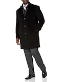 Calvin Klein Men's Plaza Solid Single Breasted Wool Blended Overcoat, Black, 48 Long