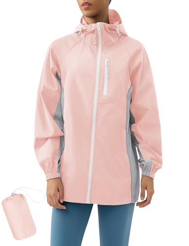 LOMON Lightweight Active Rain Jacket Hooded Water Resistant Raincoat Windbreaker Casual Jacket