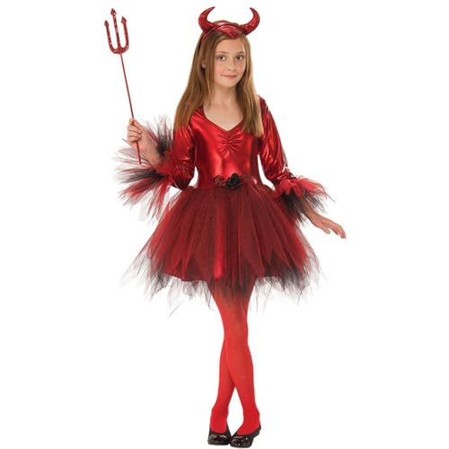 NaLatia Déguisement diablesse pour fille Démons, Diables, Horreur - Déguisement pour enfant et accessoires pour Halloween, carnaval et fêtes - Rouge