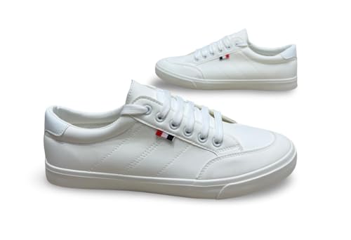 Image of Classic Canvas Sneakers, Casual Lace-Up Shoes with Green Sole, Unisex Fashion Trainers Shoes
