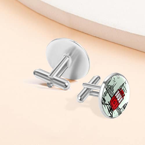 Tram en vliegtuigprint klassieke roestvrijstalen manchetknopen voor heren, pak shirt manchetknopen sieraden zakelijke huwelijksgeschenken - Image 5