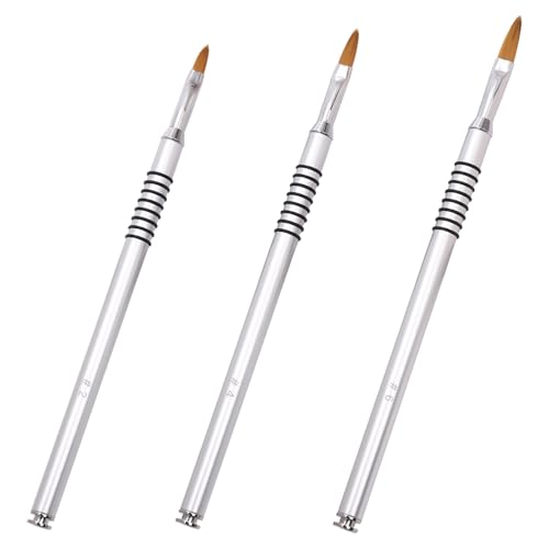 3 Pack 3D Nail Art Brush for Acrylic Non-slip Handle Flower Nails Design Brushes For Polish Clean up Manicure Scul Pture Tools Women Application Size 2/4/6#
