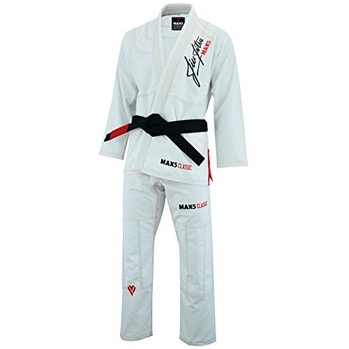 Max5 Full Blank Brazilian Jiu Jitsu Gi MMA Martial Arts Uniform BJJ Gi Grappling Kimono (Pro White, A1)