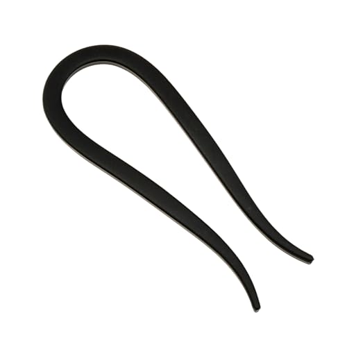 Yjcnelcr Peine de pelo de cuerno de cabra en forma de U para mujer, tenedores de resina para peinados de moño y uso diario, tenedores de pelo mate para mujer, Negro esmerilado, Talla única