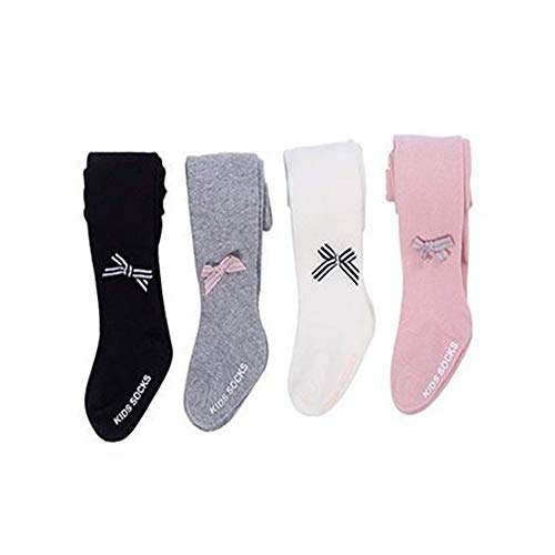 4-Pair-Pack Baby Girl Bow-knot Cotton Leggings Pants Infant Toddler Warm Stockings Tights (M(1-2T))