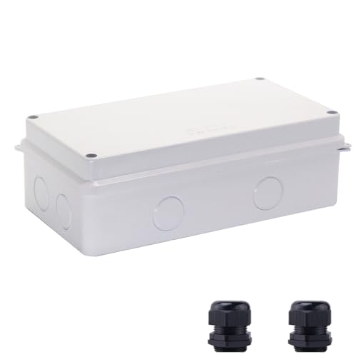 Image of Junction Box, Reserved Holes Electrical Boxes Waterproof IP65 ABS Plastic Electrical Power Cord Enclosure Project Box White 7.9 x 5.9 x 2.8 inch(200x100x70mm)