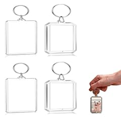 Idea Regalo - HABNI 4 PCS Portachiavi Foto Acrilico, Portachiavi con Foto Rettangolare in Plastica Trasparente Adatto, 57 * 40mm