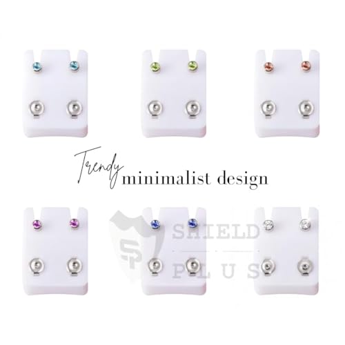Image of Ear Studs for Ear Piercing Gun, Stainless Steel Studs Randomly Mixed Color 4Mm Rhinestone Stud Earrings Set Hypoallergenic Surgical Steel Baby Earrings (24 Pieces)