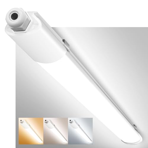 zemty Feuchtraumleuchte LED Röhre 90CM, 3000K/4000K/6500K 24W 2640LM LED Deckenleuchte, IP65 Wasserfest Lichtleiste für Kellerlampe, Werkstattlampe, Küchenlampe, Badlampe