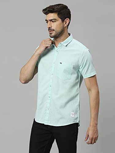 Image of Thomas Scott Men's | Solid | Half Sleeve | Slim Fit | Linen Blend | Spread Collar | Casual Shirt