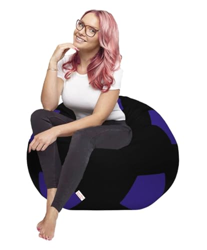 Image of RnS Rest 'n' Sleep - Bean Bag Football Chair Filled with Beans, with 1 Year Warranty (Royal Blue /Black, XXXL)