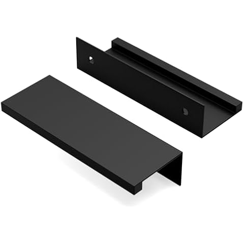Peaha 10 Pack Matte Black Finger Edge Handle Pulls Invisible Hidden Cabinet Pulls Cover