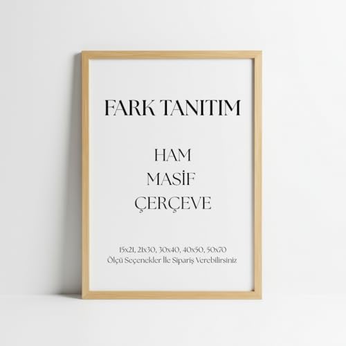 Premium Masif Çam Çerçeve - 3 mm Mdf Arkalık - 500 Mikron Kırılmaz Şeffaf Pvc Ön Koruma - Şık ve Dayanıklı Duvar Ahşap Çerçevesi (Ham, 21 cm x 30 cm)
