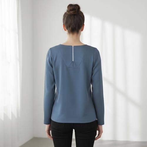 Image of BLACKSMITH Long Sleeve Key Hole Neck Formal Office Shirt for Women | Women Stylish Western Tops