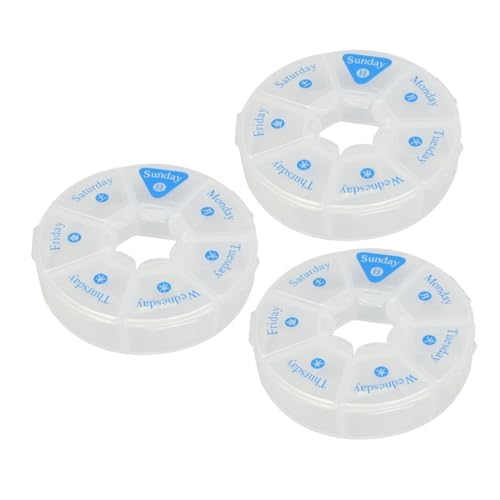 Beatifufu 3個 日間仕切り付き丸型ピルケース 軽量耐久製 携帯用サプリメント整理ボックス 高齢者や旅行者向け日常 収納