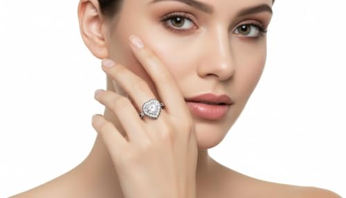 Image of Choose Your Gemstone Rollover Heart Diamond CZ Engagement Ring 925 Sterling Silver Heart Shape Petite Engagement Rings Lightweight Office Wear Everyday Gift Jewelry US Size 4 to 12