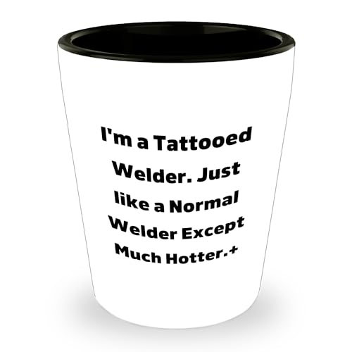 Welder Gifts for Graduation, Funny Shot Glass, White Ceramic, Microwave and Dishwasher Safe, Gifts for Welders