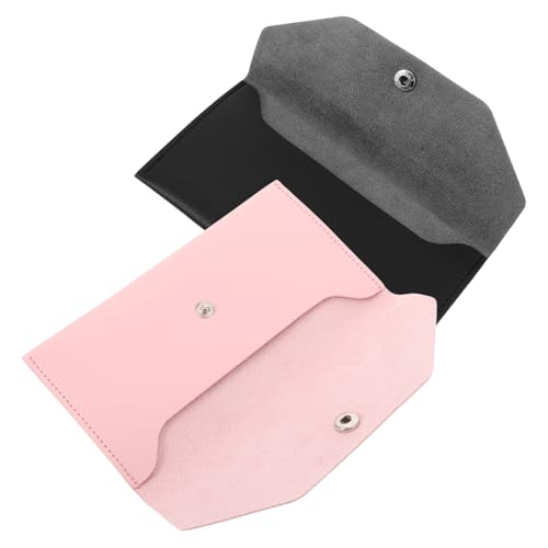 2pcs Pu Leather Change Purse Snap Closure Compact Holder for Women for Shopping and Travel Lightweight Money Organizer and Black