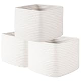 OIAHOMY 9”x9”x7” Storage Cubes, Cotton Rope Woven Baskets for Organizing, Cube Storage Bin, Small Gift Basket for Shelf, 3-Pack, White