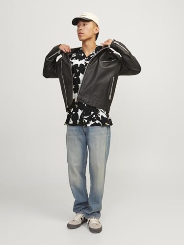 JACK & JONES Herren Jorluke Aruba Resort Shirt Ss Kurzarmhemd, Black/AOP:AOP, S – Ansicht 4
