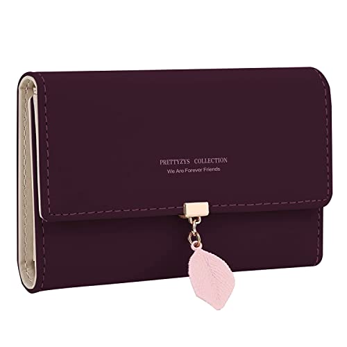 ANYWN Geldbeutel Damen mittelgroß, Geldbörse Damen, Elegant Damen Portemonnaie mit viele Fächer(DunkelLila)
