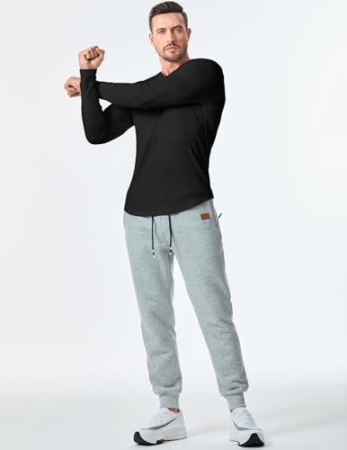 JMIERR Mens 2025 Fall Fashion Casual Henley Shirt Long Sleeve Slim Fitted Shirts Curved Hem for Athletic Gym Workout3