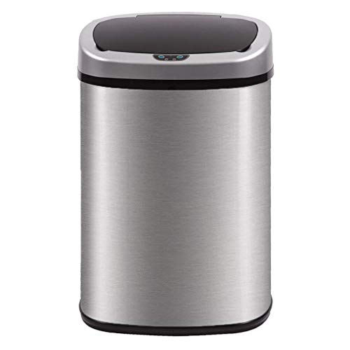 Kitchen Trash Can for Bathroom Bedroom Home Office 13 Gallon 50 Liter Automatic Touch Free High-Capacity Garbage Can with Lid Brushed Stainless Steel Waste Bin