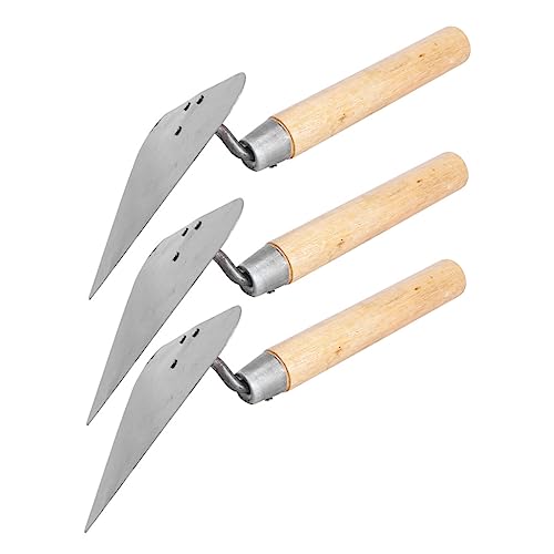 Holibanna Espátula De Construcción De Acero Inoxidable 3 Piezas Llana De Albañil Mango De Madera Ergonómico Herramienta De Nivelación Para Paleta Triangular Para Albañiles