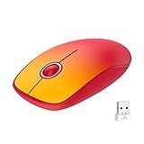 FD Wireless Mouse V8 2.4G Fashion Power Ultrathin Silent Wireless Mouse with Nano Receiver 1500 DPI Precise Control for Notebook Computer PC Laptop Macbook (Gradient Yellow to Red)