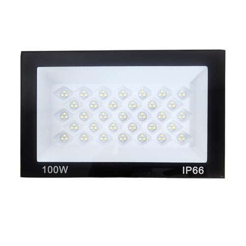 LED投光器 100W 12000LM 昼光色 ledライト 屋外 IP66 防水 豪雨対応 作業灯 led 100V対応 アース付きプラグ PSE認証済 (100W)