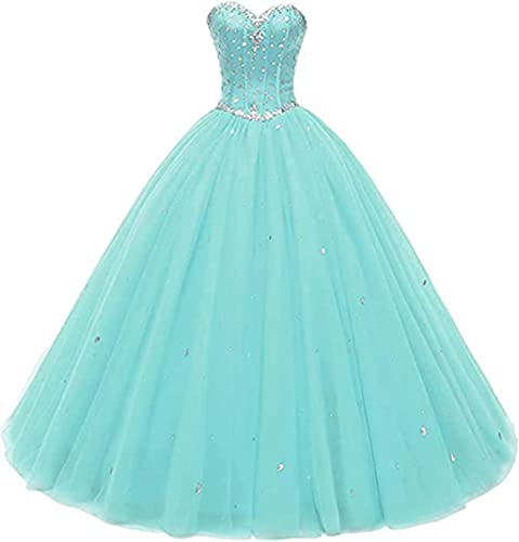 Image of Likedpage Women's Sweetheart Ball Gown Tulle Quinceanera Dresses Prom Dress