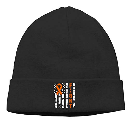 Orange Kidney Cancer and Leukemia US Flag Toboggan Cap,Beanie Cap&Hip-hop Cap&Set Head Cap&Skull Cap